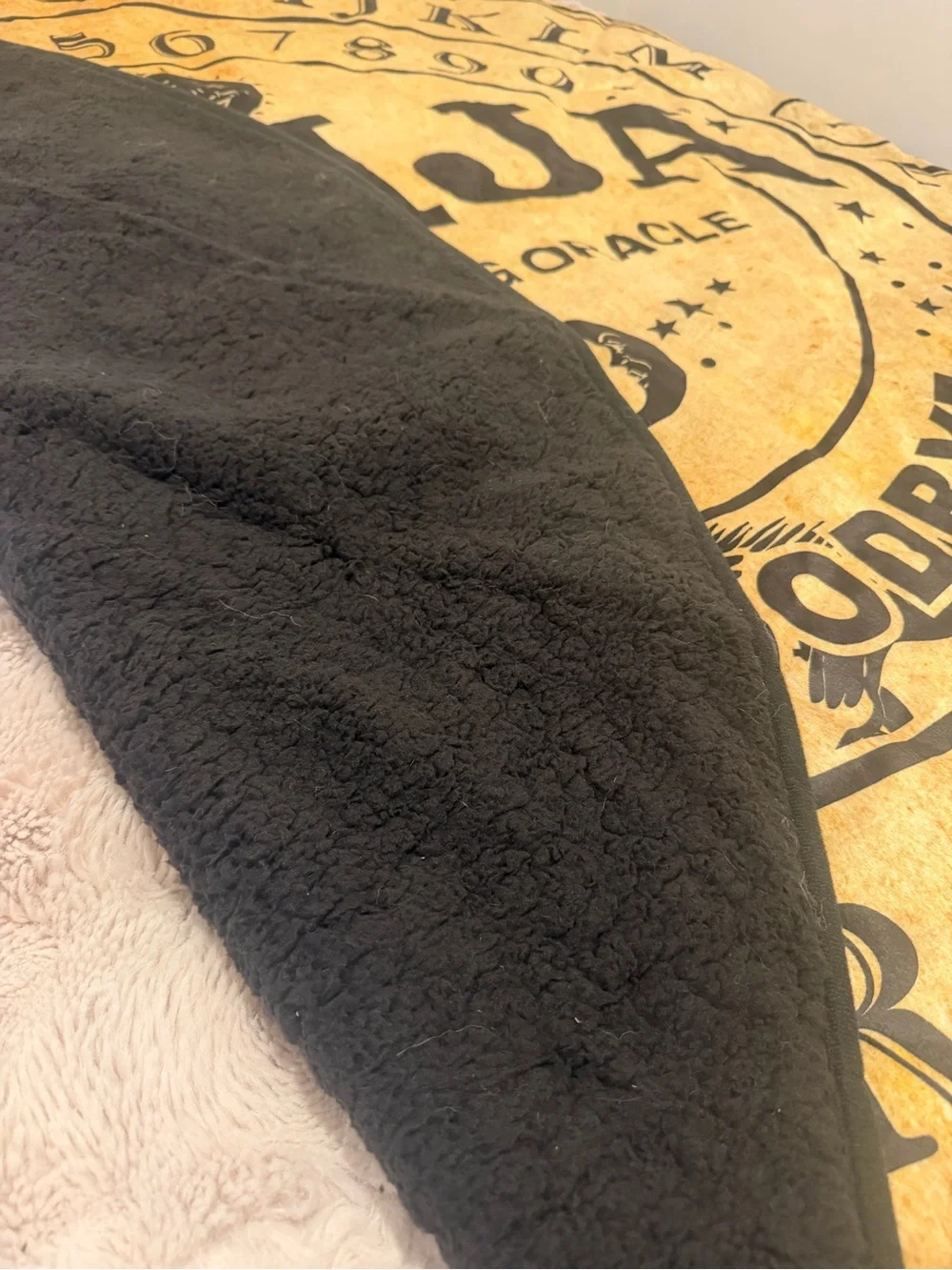 Ouija Mystifying Oracle Round Blanket - Black on Gold
